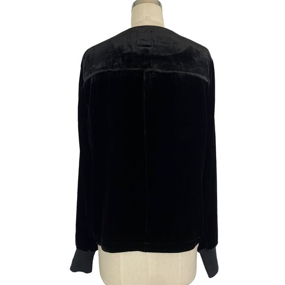GO SILK Women's M Velvet Black Jacket Silk Blend Long Sleeves Regent Holidays - Picture 4 of 12